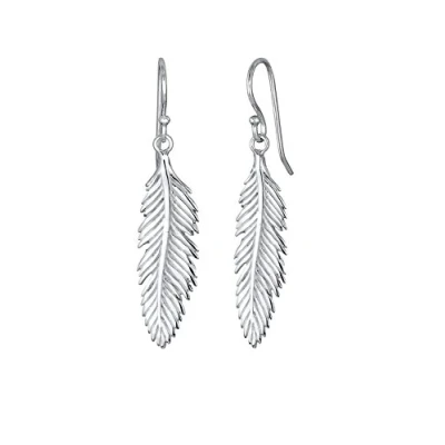 Image of Elli Women&#039;s 925 Sterling Silver Xilion Cut Round Feather Earrings