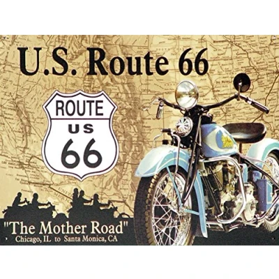 Image of Shawprint Route 66, Retro Metal Fridge Magnet, 100mm x 75mm, Novelty Gift
