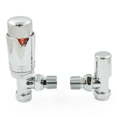 Image of Thermostatic Radiator Valve Chrome Angled TRV Style (Chrome)