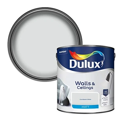 Image of Dulux Matt Emulsion Paint For Walls And Ceilings Cornflower White 2.5 Litres