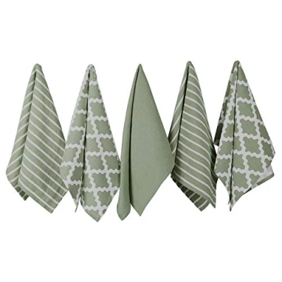 Image of Penguin Home Premium 100% Pure Cotton Tea Towel for Kitchen, Set of 5 Kitchen Towels, Soft &amp; Durable Cloths Set, Machine Washable, 65 x 45 cm Colour Sage
