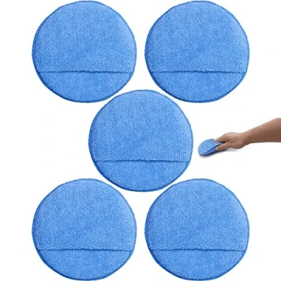 Image of Wudaizhi 5pcs Cars Microfiber Wax Foam Applicator Pads,Microfiber Round Sponge Detailing Cleaning Pads Car Polish