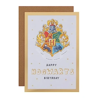 Image of Hallmark Birthday Card Harry Potter Hogwarts House Crest Design