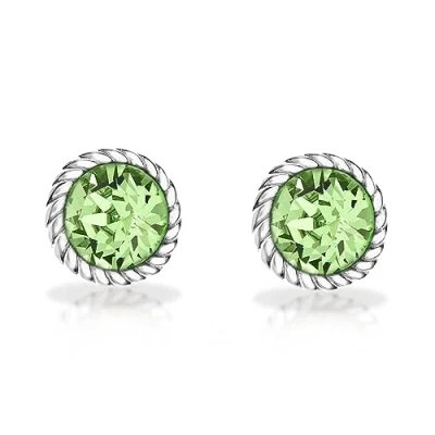 Image of Tuscany Silver Women&#039;s Sterling 10 mm Light Green Swarovski Crystal August Birthstone Earrings
