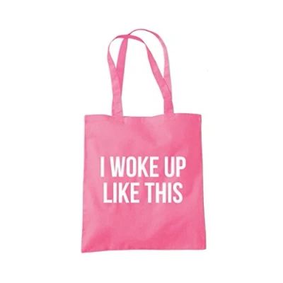 Image of I Woke Up Like This Tote Bag pink One Size