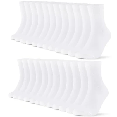 Image of FALARY 12 Pairs Plain Mens Socks, Cotton White Calf Socks Comfortable for Work &amp; Casual Wear Breathable, Durable 3 5 UK