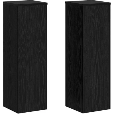 Image of vidaXL Plant Stands 2 pcs Black Oak 25x25x80 cm Engineered Wood
