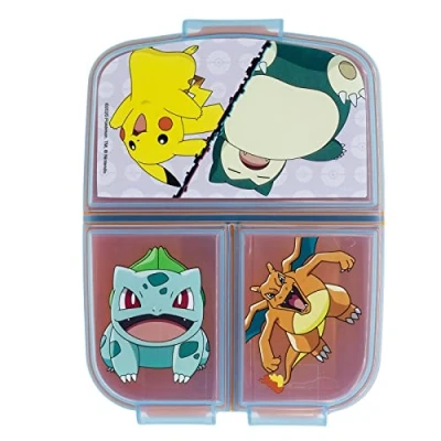 Image of Stor Pokemon Sandwich Lunch Snack Box 3 Multi Compartment Kids Children School