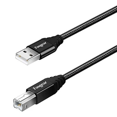 Image of Fasgear USB B Midi Cable, 2.0 Printer Cable USB, A Male to Scanner Cord High Speed for Canon, HP, Brother, Lexmark, Epson, Dell, Keyboard (16.5ft, Black)