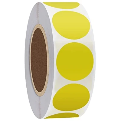 Image of Hylabelest Color Coding Dot Labels 1 Inch Round Natural Paper Yellow Stickers Adhesive Label 1,000 Per Roll (Yellow)