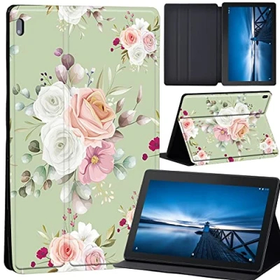 Image of Cartoon Case for Lenovo Tab M10 TB X605F/ X605L/ X505F/ X505L Leather Tri Fold Stand Cover 10.1 Inch Tablet (flower023)