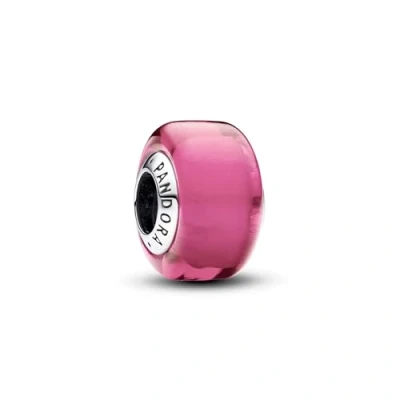 Image of Pandora Moments Sterling silver charm with pink Murano glass