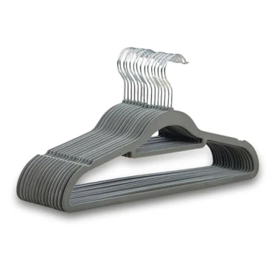 Image of 1ABOVE Premium Quality 20 pack Non Slip Velvet Hangers (44cm) Heavy Duty Suit with Tie Bar, 360 Swivel Hooks Space saving, sturdy to hold Jacket, Jumper &amp; Pullover(Set of GREY)