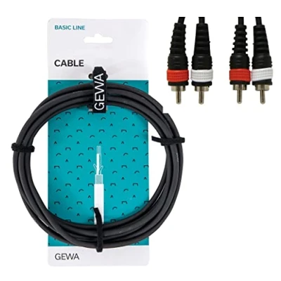 Image of GEWA Twinkabel Basic Line 1,5m, black, 2x Cinch Cinch, 190190