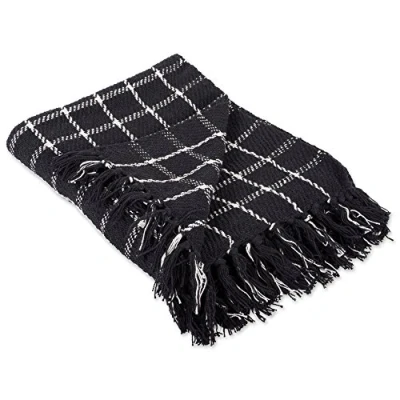 Image of DII Checked Plaid Woven Throw, Cotton, Black, 50x60