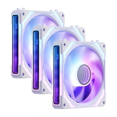 Image of Redragon GCF012 Standard 120mm PC Case Fan, Daisy Chain Connection, 5V 3Pin ARGB Lighting, 4 Pin PWM for Radiator/Computer Cooling, 120x120x25mm, 3 Pack, White