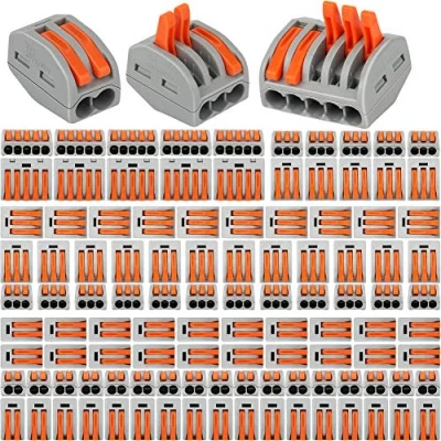 Image of 110PCS Compact Wire Connectors,Electrical Connector Blocks, 55pcs Clamp 2 Port/45pcs 3 Port/10pcs 5 Port