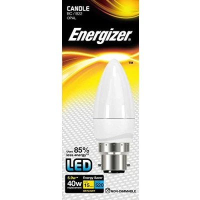 Image of Energizer Not Dimmable Traditional LED Energy Saving Lightbulb, B22, 5.9 W, Daylight