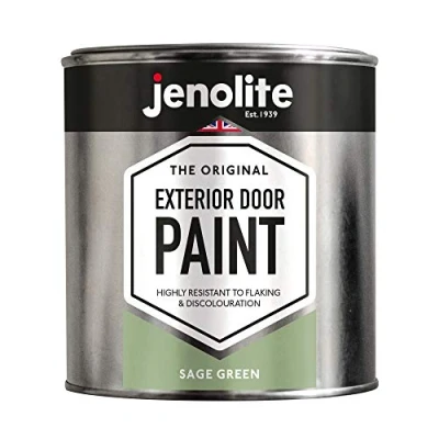 Image of JENOLITE Garage &amp; Exterior Door Paint Sage Green 1 Litre Suitable for Metal Wood Doors (RAL 7494C)