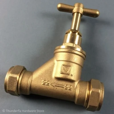 Image of 22mm Brass Stopcock Compression CxC Stop Tap BS1010