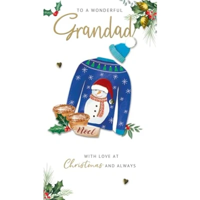 Image of Grandad Xmas Jumper Embellished Christmas Card Hand Finished Champagne Cards XCDC429