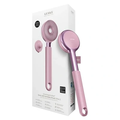 Image of GESKE LED Sonic Full Body Brush 9 in 1 Cleansing &amp; Intensive Exfoliator With SmartSonic Pulsations Expert Deep Massage Rough Skin Remover Adjustable Handle