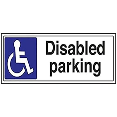 Image of V Safety Disabled Parking Sign 450mm x 150mm 1mm Rigid Plastic