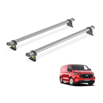 Image of Van Guard Roof Rack for Ford Transit Custom (2024+) 2 Steel Bars [Only Fits New Models with Barn Doors] Ulti Bar Trade SB348