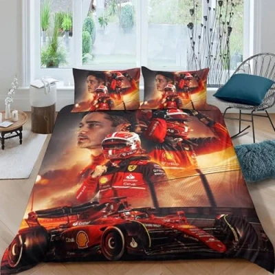 Image of EOASNRTCB Charles Leclerc 3D Printed Duvet Cover with Pillowcases Bedding Set Zipper Closure Hypoallergenic Soft Microfiber Quilt Double（200x200cm）