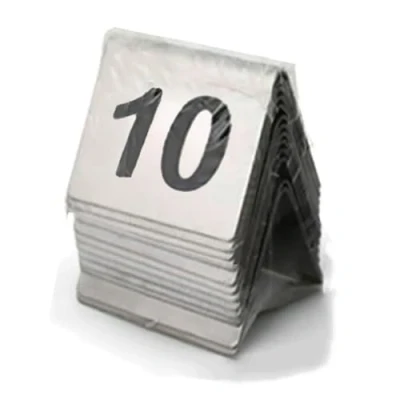 Image of Table Numbers, Stainless Steel Tent Style Numbers 1 10/25/50/100, Double Sided Restaurant Digital, Stackable for WeddingBanquets, Restaurants Signs(1 10)