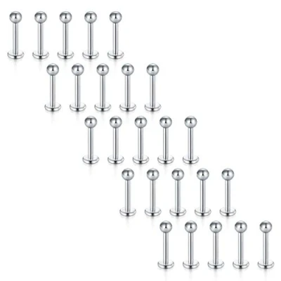 Image of VCMART 25Pcs 16G Stainless Steel Labret Lip Studs Piercing Jewelry Set