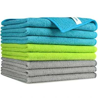 Image of AIDEA Microfibre Cleaning Cloths Pack of 8, Multifunctional Reusable Towels, Lint Free Streak Washable Cloth Duster for House, Kitchen, Car, Motorbike, Windows 30 x 40 cm