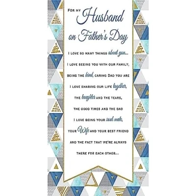 Image of Piccadilly Greetings Sentiment Father&#039;s Day Card Husband 9 x 6 inches Regal Publishing, (C88408)