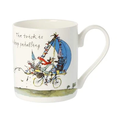 Image of Quentin Blake The Trick is to Keep Pedalling Bone China Mug Gift Idea