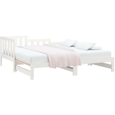 Image of vidaXL Pull out Day Bed without Mattress White 2x(90x200) cm