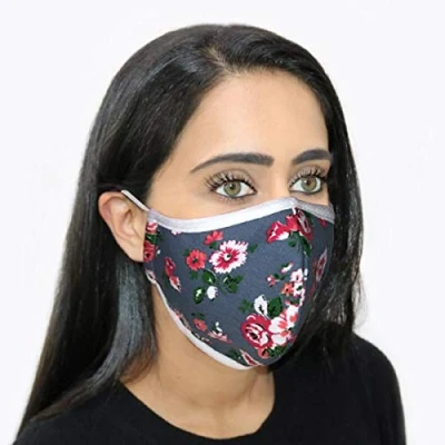 Image of Step Ahead ® 5 Pack Triple Layer Cotton Floral Print Face Mask (Pack of 5) Unisex Reusable Fashion Washable Nano Mesh Water Repellent Protects from Dust, Pollution, Droplets UK Seller