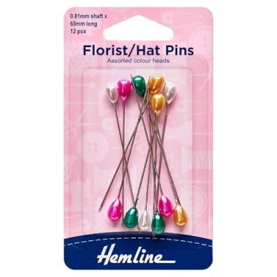 Image of Hemline H711.AC Multi Coloured Florist/Hat Pins 35mm 12 Pieces