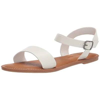 Image of Amazon Essentials Women&#039;s Two Strap Buckle Sandal, White, 7 UK