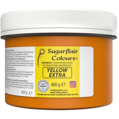 Image of Sugarflair Yellow Extra Food Colouring Paste, Maximum Concentrated for Buttercream, Sugar Royal Icing, Cake Mixes and More! Vibrant Colour Dye 400g