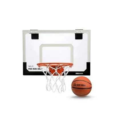 Image of SKLZ Pro Mini Basketball Hoop + Basketball, Protective Back Padding and Door Hooks, Standard Backboard