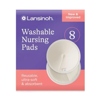 Image of Lansinoh Washable Nursing Pads Pack of 8 Including Laundry Net Ultra Absorbent Super Soft Inner Made Organic Bamboo Reusable &amp; Environmentally Friendly