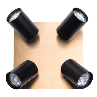 Image of Näve Frida ceiling spotlight, 4 bulb, brass/black