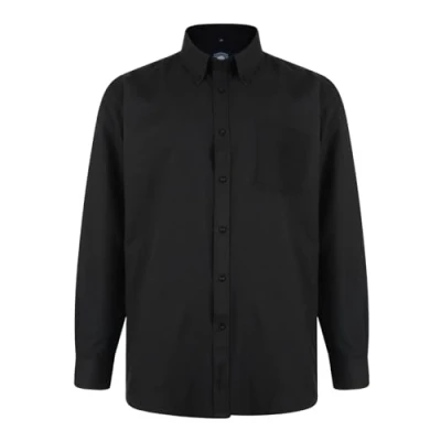 Image of KAM Jeanswear Men&#039;s Oxford Classic Long Sleeve Shirt Black 5XL