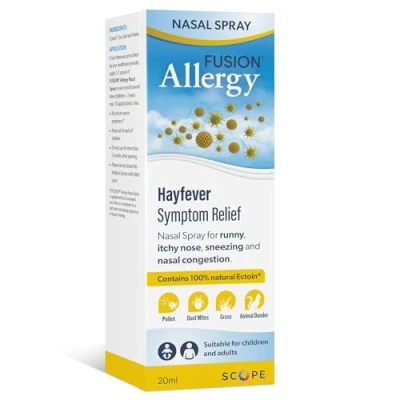 Image of Fusion Allergy Nasal Spray with 100% Natural Ectoin. Quick Relief for Stuffy/Itchy/Runny/Blocked Noses Caused by Allergens. Suitable All Ages (20ml 140 doses)