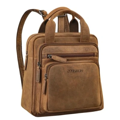 Image of STILORD &#039;Maple&#039; Small Backpack Women Leather Daypack Mini Rucksack Bag Vintage Womens City Genuine Ladies, Colour:bergamo brown