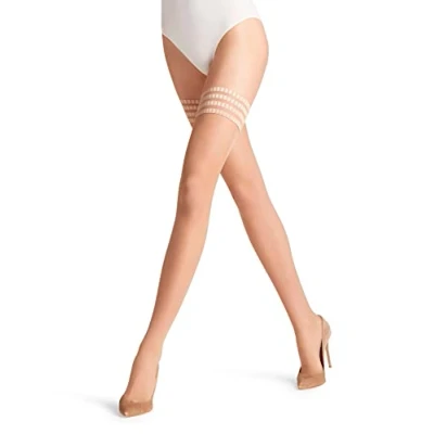 Image of FALKE Women&#039;s Pure Matt 20 DEN W STU Sheer Plain 1 Pair Stay Ups, Skin colour (Powder 4169) new eco friendly, L