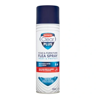 Image of Bob Martin Clear Plus Flea Spray Treatment for the Home Kills Fleas, Ticks and Dust Mites, Treats Protects Against Infestation (500ml)