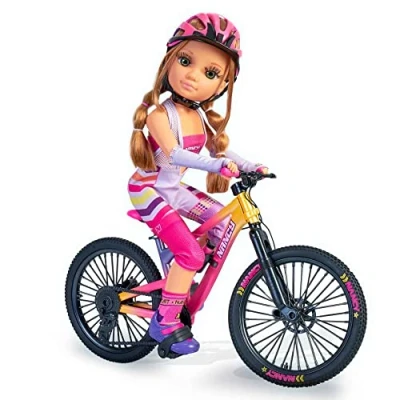 Image of Nancy A day of Mountain Bike, articulated doll with biker outfit, accessories and accessories, bike that moves, toy set for girls boys from 3 years old, Famosa (700017339)