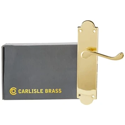 Image of VICTORIAN SCROLL LEVER ON SHAPED BACKPLATE LATCH
