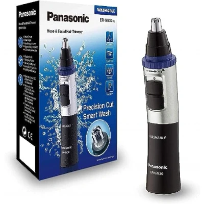 Image of Panasonic ER GN30 Wet &amp; Dry Electric Facial Hair Ear and Nose Trimmer for Men, Battery Powered with 90 min operation, Black